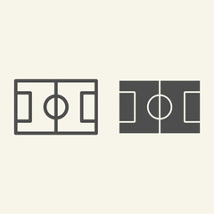 Poster - Football field line and solid icon. Soccer stadium outline style pictogram on beige background. Football sport signs for mobile concept and web design. Vector graphics.