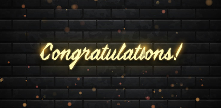 Neon sign of Congratulations banner