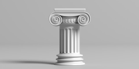 marble pillar column classic greek against gray background. 3d illustration