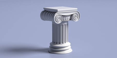 marble pillar column classic greek against blue background. 3d illustration