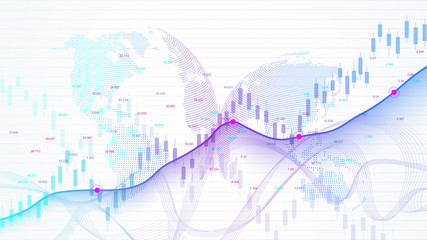 Poster - Stock market and exchange. Business Candle stick graph chart of stock market investment trading. Stock market data. Bullish point, Trend of graph. Vector illustration