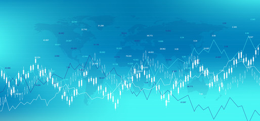Poster - Forex stock market exchange background. Financial web banner template for Forex trading graph chart. Forex trading indicators on white background, vector illustration