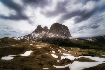 paso Selva Gardena. Sud Tirol, Italia. Paisajes Alpes.