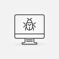 Poster - PC Display with Computer virus or Bug vector concept internet security outline icon or sign