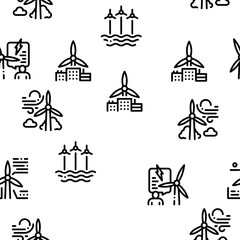 Canvas Print - Wind Energy Technicians Seamless Pattern Vector Thin Line. Illustrations