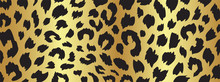 Luxury Gold Leopard Texture Pattern Design Vector. Stylised Spotted Leopard Skin Background For Fabric, Print, Fashion, Wallpaper. Vector Illustration. 
