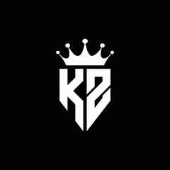 Wall Mural - KZ logo monogram emblem style with crown shape design template