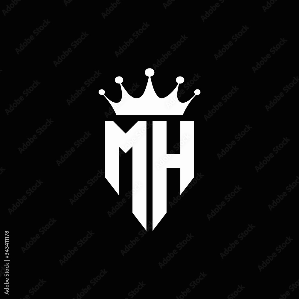 MH logo monogram emblem style with crown shape design template Stock ...