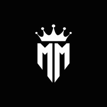 MM Logo Monogram Emblem Style With Crown Shape Design Template