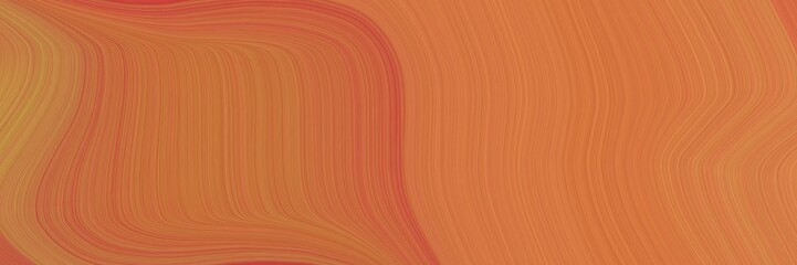 Poster - elegant decorative horizontal canvas with bronze, peru and moderate red colors. fluid curved lines with dynamic flowing waves and curves
