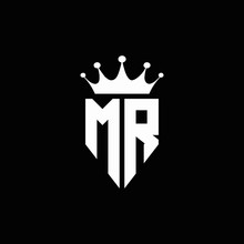 MR Logo Monogram Emblem Style With Crown Shape Design Template