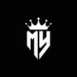 MY logo monogram emblem style with crown shape design template