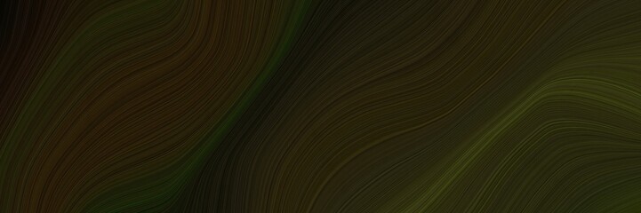 Poster - elegant artistic horizontal poster with very dark green, black and dark olive green colors. fluid curved flowing waves and curves