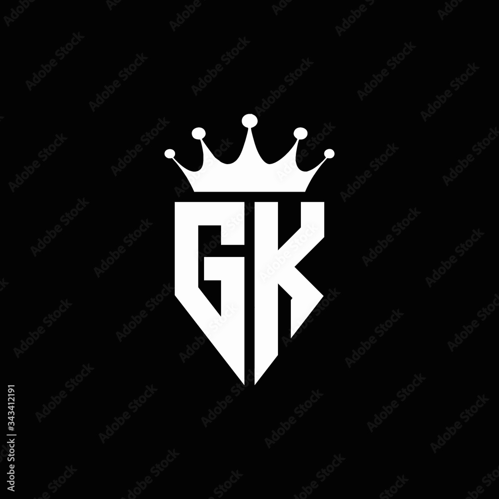 GK logo monogram emblem style with crown shape design template Stock ...