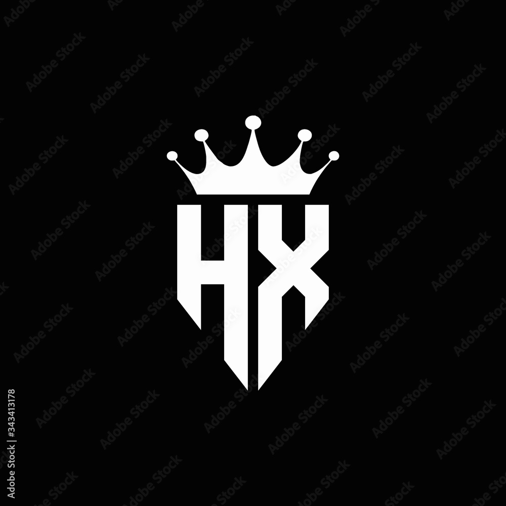 HX logo monogram emblem style with crown shape design template Stock ...