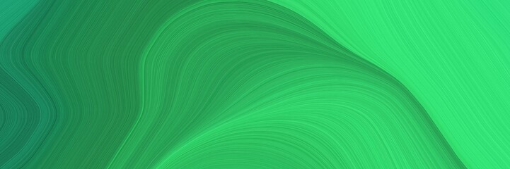 Poster - elegant decorative canvas design with sea green, medium sea green and teal green colors. fluid curved lines with dynamic flowing waves and curves