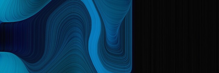 Poster - elegant flowing banner design with black, strong blue and teal green colors. fluid curved flowing waves and curves