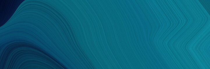 Aufkleber - elegant artistic banner design with teal, very dark blue and dark cyan colors. fluid curved flowing waves and curves