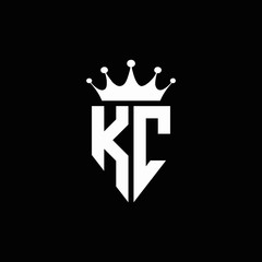 Wall Mural - KC logo monogram emblem style with crown shape design template