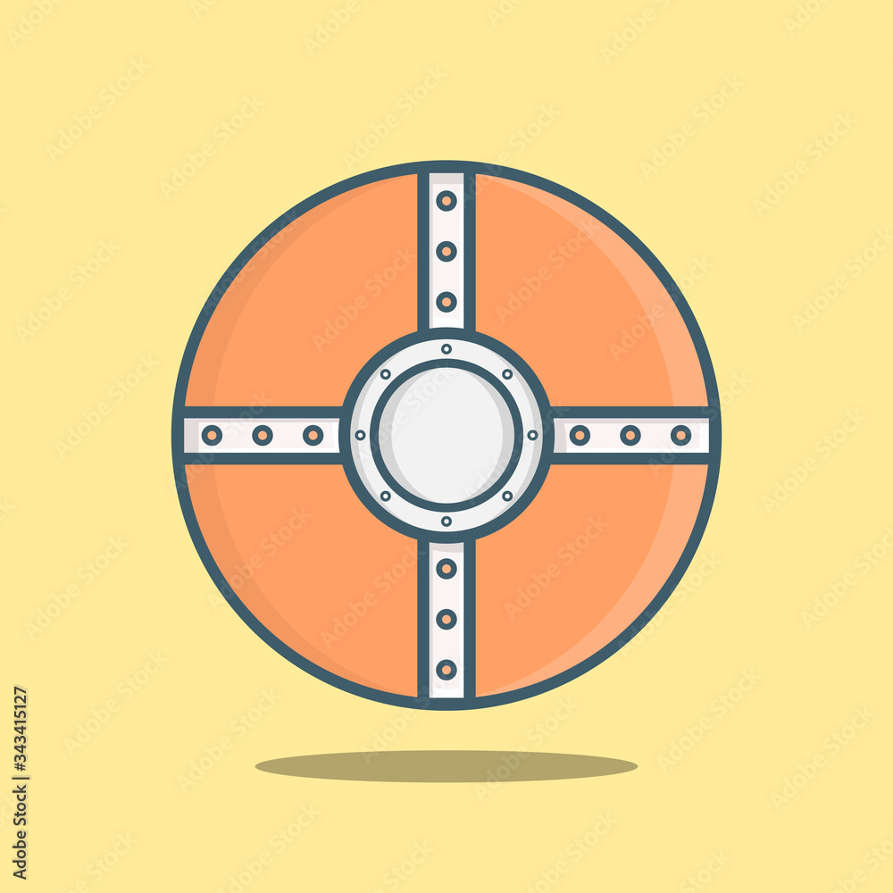 Round Shield Vector Icon Illustration. Armor Buckler Vector. Flat ...