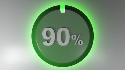 Poster - A red circle sign with the write 90% and a rotating cursor - 3D rendering video clip