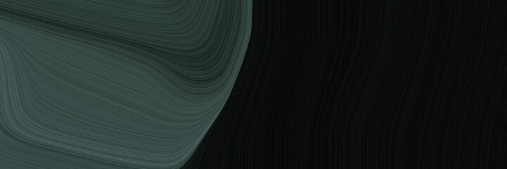 Poster - elegant flowing canvas with black, dark slate gray and very dark blue colors. fluid curved lines with dynamic flowing waves and curves