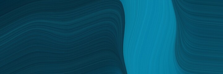 Poster - elegant surreal poster with very dark blue, dark cyan and teal colors. fluid curved flowing waves and curves