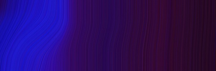 Poster - elegant moving horizontal header with very dark violet, medium blue and indigo colors. fluid curved lines with dynamic flowing waves and curves