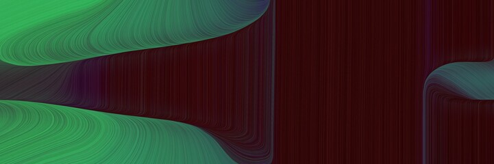 Poster - elegant flowing horizontal canvas with sea green, very dark pink and dark slate gray colors. fluid curved lines with dynamic flowing waves and curves