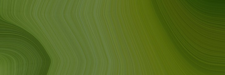 Poster - elegant modern horizontal card with dark olive green, very dark green and dim gray colors. fluid curved flowing waves and curves
