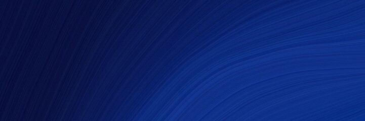 Poster - elegant surreal designed horizontal cover with midnight blue, dark slate blue and very dark blue colors. fluid curved flowing waves and curves