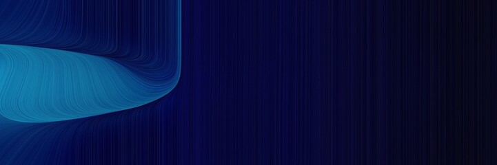 Poster - elegant colorful horizontal canvas with very dark blue, strong blue and midnight blue colors. fluid curved lines with dynamic flowing waves and curves