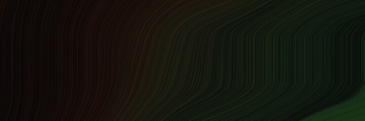 Poster - elegant flowing designed horizontal header with very dark green, black and very dark blue colors. fluid curved lines with dynamic flowing waves and curves