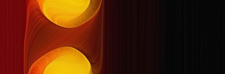Poster - elegant decorative header with black, golden rod and dark red colors. fluid curved lines with dynamic flowing waves and curves