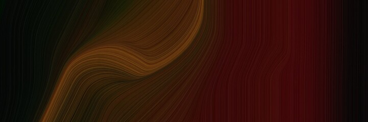 Poster - elegant decorative horizontal cover with very dark red, black and chocolate colors. fluid curved flowing waves and curves