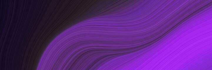 Poster - elegant decorative horizontal cover with very dark violet, very dark blue and blue violet colors. fluid curved lines with dynamic flowing waves and curves