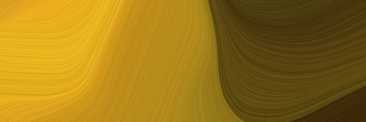 Poster - elegant moving horizontal banner with golden rod, dark golden rod and chocolate colors. fluid curved flowing waves and curves
