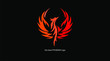 great phoenix logo, in black, red, white backgroud, vector illustrations