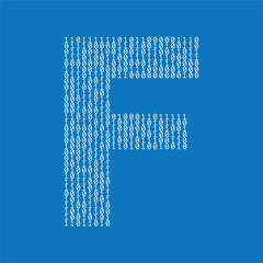 Poster - Letter F made from binary code digits. Technology background