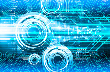 Blue eye cyber circuit future technology concept background