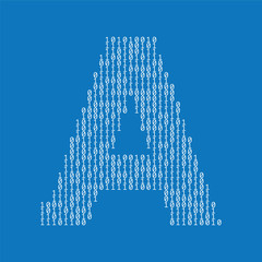 Poster - Letter A made from binary code digits. Technology background
