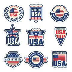 Wall Mural - made in usa. national authentic labels or badges stamps with american flag and special elements vect