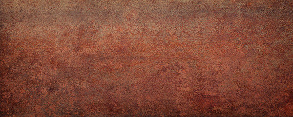 Wall Mural - rusty sheet metal, panoramic background. weathered rust texture