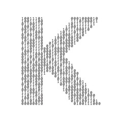 Poster - Letter K made from binary code digits. Technology background