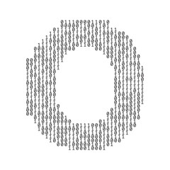 Poster - Letter O made from binary code digits. Technology background