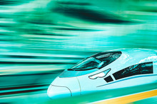 Modern Hi-Speed  Passenger Train. Motion Effect.