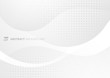 Abstract modern white and gray gradient curved shape with halftone dotted background design