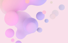 Abstract 3d Art Background. Holographic Pastel Floating Liquid Blobs, Soap Bubbles, Metaballs.