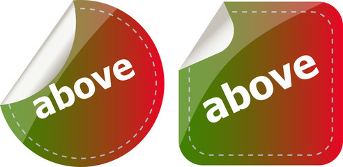 Poster - about stickers set icon button isolated on white