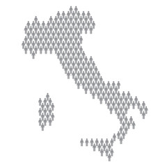 Sticker - Italy population infographic. Map made from stick figure people